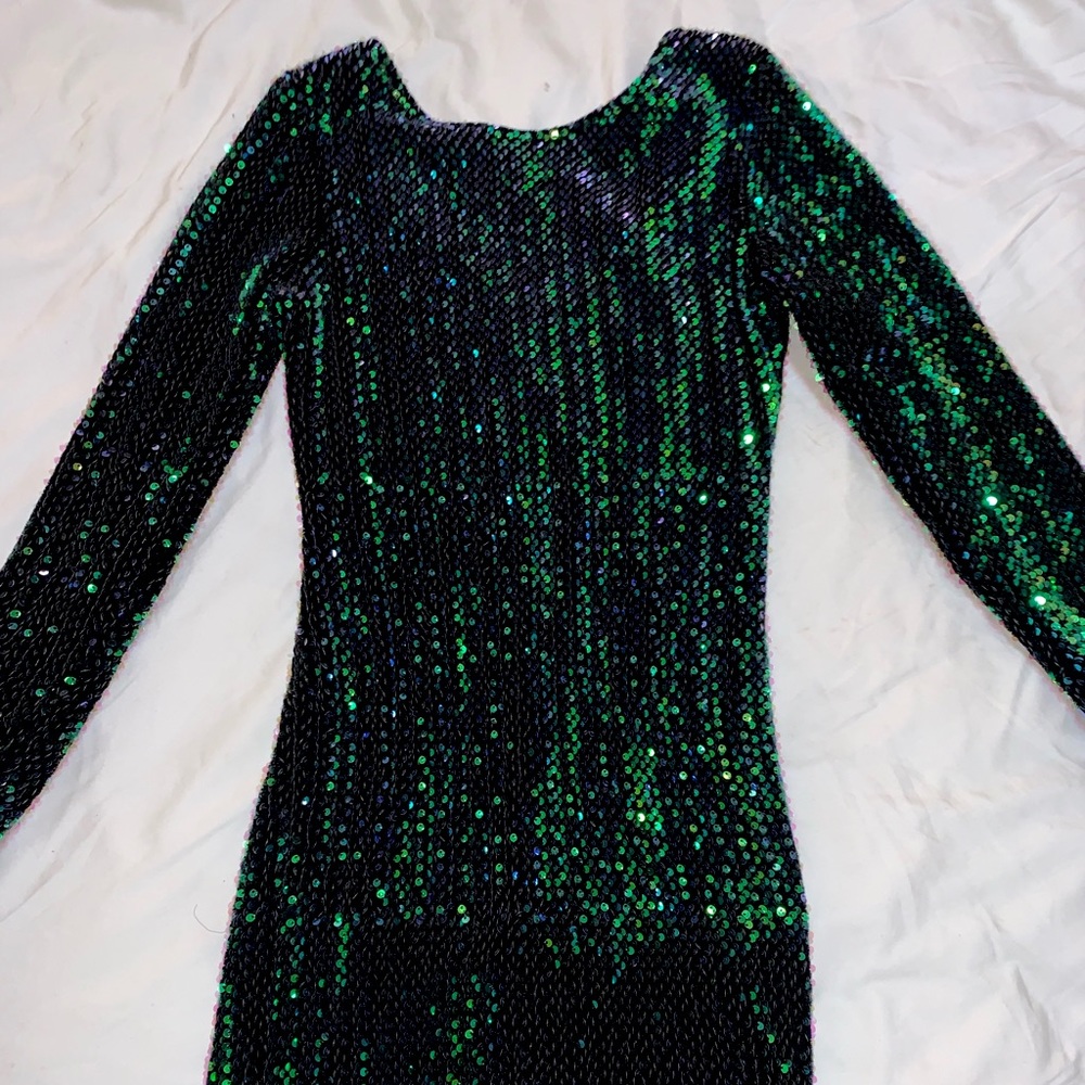🪩 Motel Rocks Green Sequin Backless Dress - Size S - Picture 4 of 4